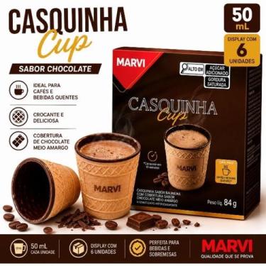 Imagem de Casquinha Cup Marvi Chocolate 50ml Display 6 Unidades Para Café e Sobr