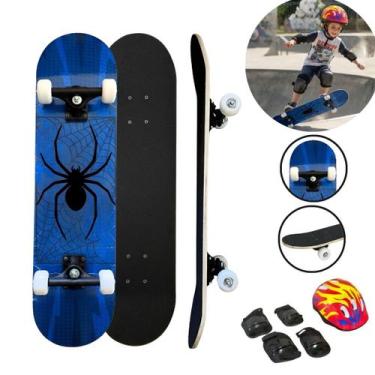Imagem de Skate Infantil 31 Iniciante Montado Completo com Kit de Proteção Teia 