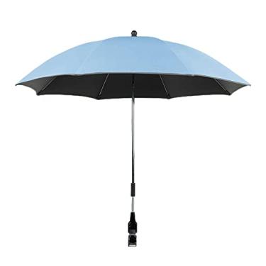 Imagem de Generic Guarda-chuva de carrinho de bebê universal 360 graus ajustável capa de carrinho de bebê para cadeira de rodas, cadeiras de praia, cadeira de praia, Azul claro