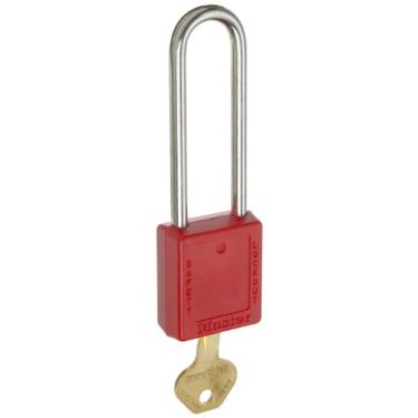 Imagem de Master Lock 410KALTRED Cadeado de bloqueio de segurança com chave semelhante, manilha de comprimento extra, vermelho