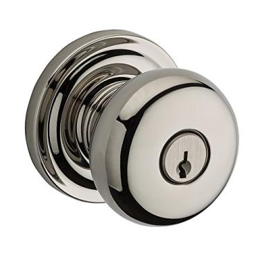 Imagem de Baldwin EN.ROU.TRR Round Single Cylinder Keyed Entry Door Knob Set with Traditio, Polished Nickel