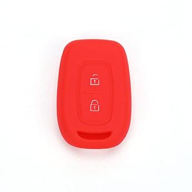 Imagem de CSHU Silicone 2 Botões Remoto Car Key Case Cover Chaveiro Ring Key Bag, apto para Renault Duster Dacia Scenic Master Megane, Vermelho