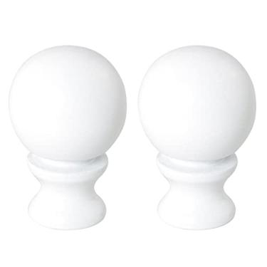 Imagem de DGBRSM 2 peças 1-1/2 polegada lâmpada finial branco aço redondo ferro esfregado óleo bola botão abajur finial tampa decoração lâmpada para suporte de harpa