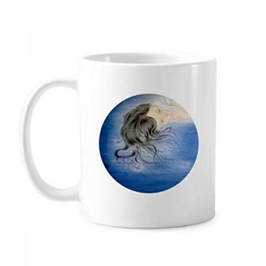 Imagem de Orquídea Fantasia Menina Estilo Chinês Caneca Aquarela Cerâmica Café Porcelana Utensílios de Mesa