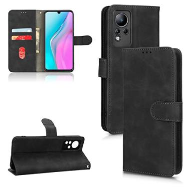 Imagem de Capas de telefone Business Skin Feel compatíveis com Infinix Note 11 Note11 Capa de couro slots para cartão clipe carteira capa de telefone à prova de choque (preto, Infinix Note 11)