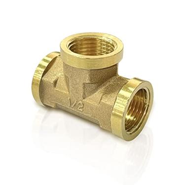 Imagem de ORLEIMI Pipe Tee Interseção Metax Fit 1/2" NPT Feminino 3 Way Tee Pipe Fitting NPT 1/2 polegada Feminino T Brass Union Formato T Conector Acoplamento 1 Peça