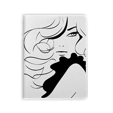 Imagem de Caderno com silhueta feminina de cabelo longo para meninas, capa de goma