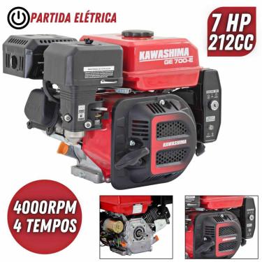 Imagem de Motor Estacionário Kawashima GE 700-E 212cc 7HP 4 Tempos À Gasolina Alto Desempenho Para Moendas de Cana
