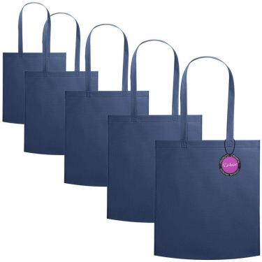 Imagem de Kit 5x Sacola Ecobag em TNT Premium 37x41cm Termo Selado Malta TopGet