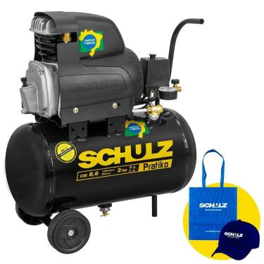 Imagem de Compressor de Ar de Pistão 2,0 HP 25 Litros 8,6 Pés Pratiko CSI 8,6|25 SCHULZ