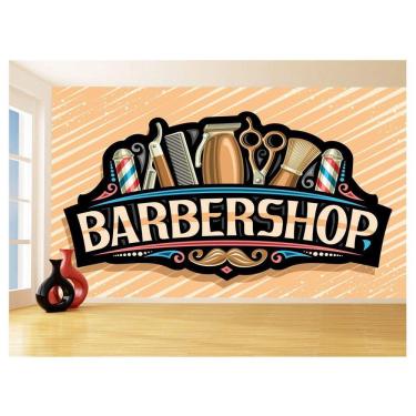 Imagem de Papel De Parede 3D Barbearia Barber Shop Logo 3,5M Brb38