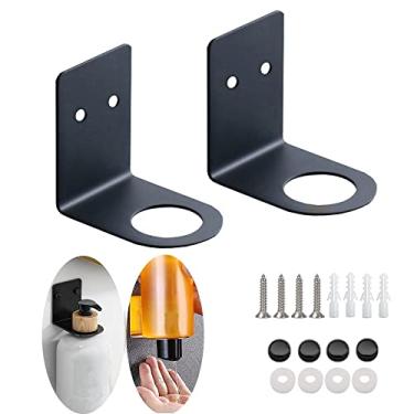 Imagem de BiJun Suporte de dispensador de garrafa de sabão montado na parede, dispensador de garrafas de bomba manual, suporte para pendurar shampoo, prateleira de armazenamento, suporte para banheiro, cozinha