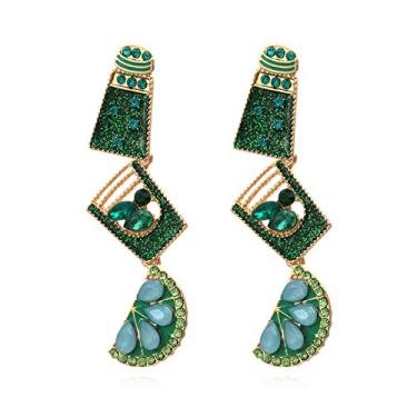 Imagem de Margarita de cristal cintilante multicamadas tiro de tequila colorido garrafa de vinho em forma de fruta brincos pendentes gota gota pingente coquetel festa de casamento joias para mulheres, Metal,