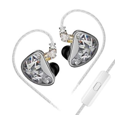 Imagem de Fones de ouvido intra-auriculares KZ AS24 12BA com drivers híbridos de alta resolução IEMs com fio com cabo OFC destacável de 0,75 mm para cantores músicos audiófilos (prata, versão padrão com microfone)