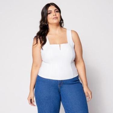 Imagem de Blusa Cropped Plus Decote Reto com Bojo Branco-Feminino