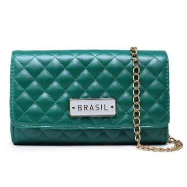 Imagem de Bolsa Clutch Feminina Brasil Matelasse Verde E Amarela CM SHOES-Feminino