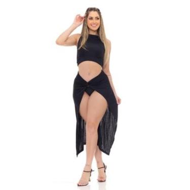 Imagem de Conjunto Saída de Praia Naakay Poliamida Cropped e Saia Premium Feminino-Feminino