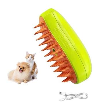 Imagem de Escova a Vapor Cao Pet Cachorro Gato Eletrico Removedor de Pelo Recarr