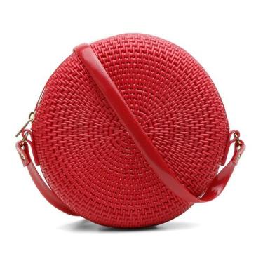 Imagem de Bolsa Pequena de Lado Redonda Feminina Transversal Quebeck VK, Vermelh