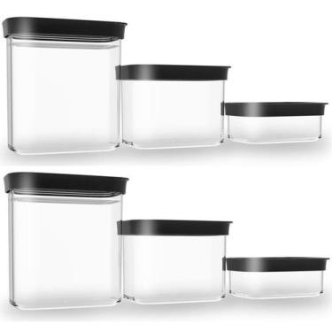 Imagem de Kit Pote Organizador Acrílico Hermético Para Cozinha 6 Peças - Helsim