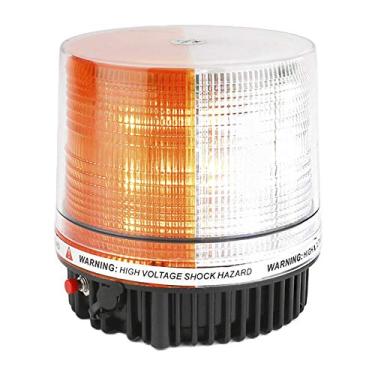 Imagem de LE-JX Farol giratório sem fio âmbar/branco laranja bateria LED estroboscópica luz de aviso telhado topo plow perigo luzes de emergência 12V com base magnética e plugue recarregável (amarelo/branco, 18 LEDs)