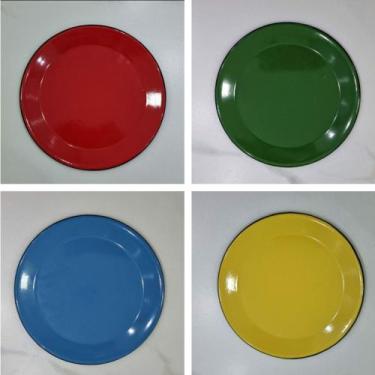Imagem de Prato Esmaltado Ágata Original Sobremesa 20cm Kit 4unidades - Metallou