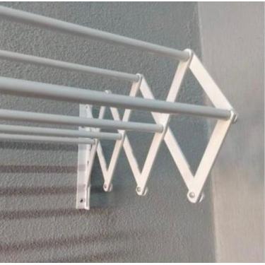 Imagem de Varal sanfonado de parede 80cm com 7 varetas - Plus varais