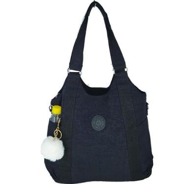 Imagem de Bolsa Feminina Em Nylon Tactel Com Chaveiro 1990 - By Ello, Preto