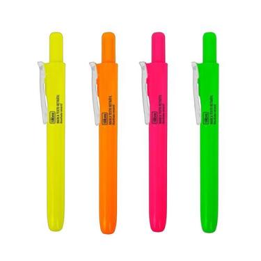 Imagem de Kit 04 Marca Texto Retrátil Ponta Chanfrada Neon Tilibra