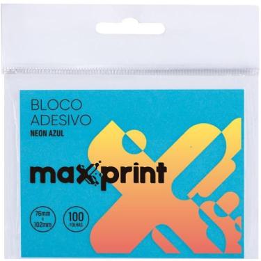 Imagem de Bloco de Recado Autoadesivo 76X102MM Azul Neon 100 Folhas - Maxprint