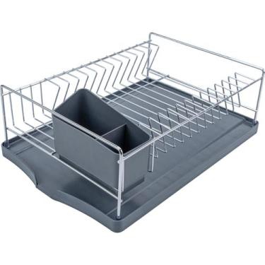 Imagem de Escorredor Tramontina Aço Cromado Plurale Grafite 13 Pratos, Grafite