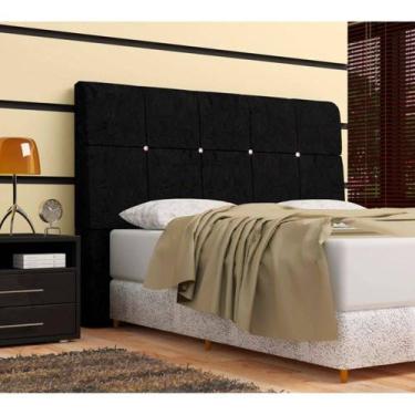 Imagem de Cabeceira Pietra Casal King 186 Cm Com Baú Interno Suede Preto - DS Es