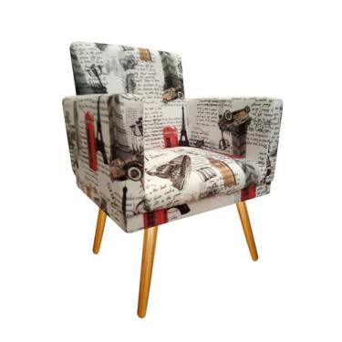 Imagem de Poltrona Decorativa Nina Suede Paris Vermelho Pés Madeira Mz Decor - M