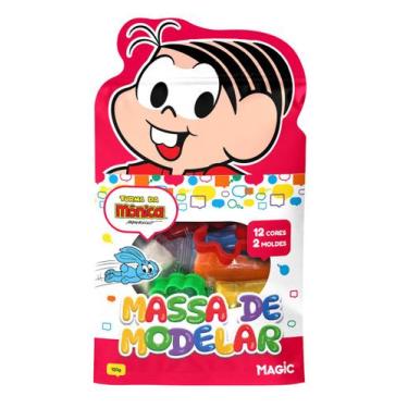 Imagem de Massa de modelar 12 cores 2 moldes vermelho - Turma da Mônic - Magic K