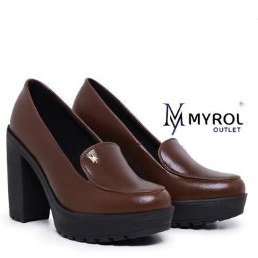 Imagem de Mocassim Feminino Oxford Salto Alto Com Metal Myrol Oulet - Myrol Outl