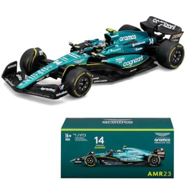 Imagem de Xiangtat 1:43 F1 Aston Martin Aramco F1 Team AMR23 2023 No.14 Fernando Alonso Alloy Car Die Cast Car Model (AMR23 14# W/Driver)
