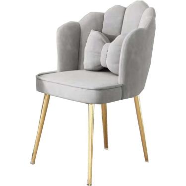 Imagem de Cadeira moderna de escritório doméstico, pernas grandes de metal, linda mesa de jantar, cômoda de maquiagem para sala de estar, cadeira de lazer com travesseiro para quarto, cadeiras de sala