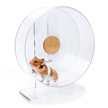Imagem de Niteangel Roda de exercício silenciosa para hamster – roda de corrida silenciosa de acrílico para hamster gerbils, ratos Degus ou outros animais pequenos (média – versão mais larga)
