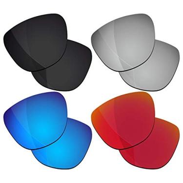 Imagem de RockShell Lentes polarizadas de substituição para óculos de sol Oakley Frogskins OO9013/LX OO2043/Mix OO9428/AF OO9245 - Preto Jet + Lava Red + Ice Blue + GT Silver