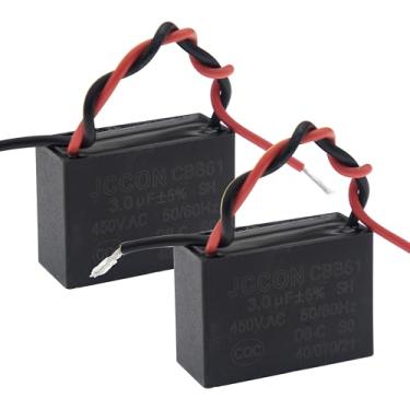 Imagem de (Pacote de 2) CBB61 450V AC 3.0UF 5% 50/60Hz Capacitor de filme de polipropileno metalizado para partida de motor de ventilador de teto