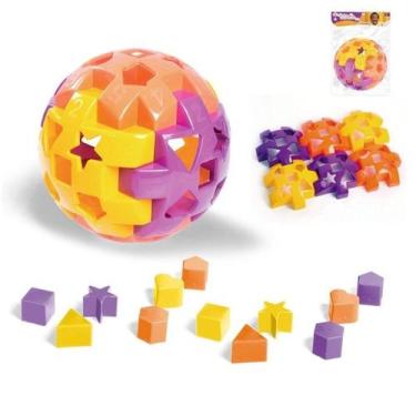 Imagem de Brinquedo Bola De Encaixe Didático Educativo Infantil 9CM - FlexInter