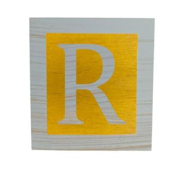 Imagem de Cubo Amarelo Letra Azul Bebê com Aplique Festa Chá de Bebê Decoração 8