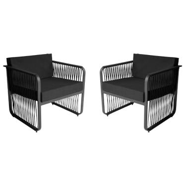 Imagem de Conjunto 2 Poltronas para Área Externa Santiago em Alumínio e Corda Náutica Acesse Móveis