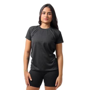 Imagem de Camiseta Feminina Baby Look Dry Fit Básica Lisa  - Techmalhas, Preto, 