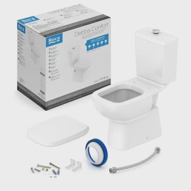 Imagem de Kit de Bacia com Caixa Acoplada com Botão Elevado com Assento Pp e Itens de Instalação...