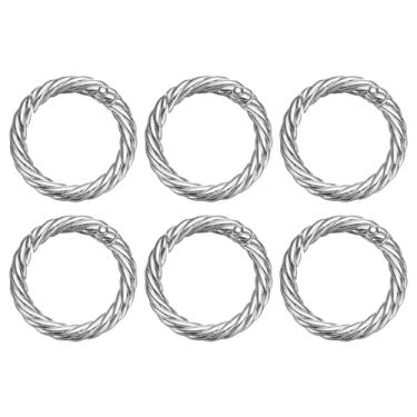 Imagem de HARFINGTON 6 peças de anéis de mola 2,5 cm redondo gatilho metal gancho de pressão círculo prata chaveiro clipe chaveiro para bolsas bolsa chaveiro