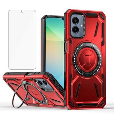 Imagem de Asuwish Capa de telefone compatível com Samsung Galaxy A06 5G protetor de tela de vidro temperado suporte de anel de metal suporte fino rígido à prova de choque Ao6 A 06 SM-A065F A065M capa para