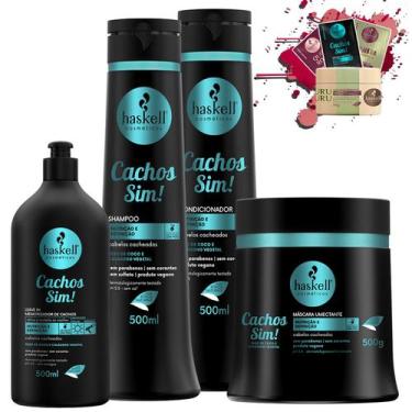 Imagem de Kit Haskell Cachos Sim Sh Cond Masc e Leave 500gr