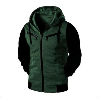Imagem de Blusa de Frio Raglan Masculina com Capuz e Zíper - Ramazzoni, P, Verde