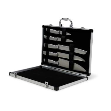 Imagem de Kit 5 Facas Inox Com Maleta Alumínio Revestida Inox